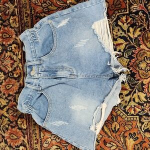 Trend Shop High Waisted Paper Bag Distressed Shorts S